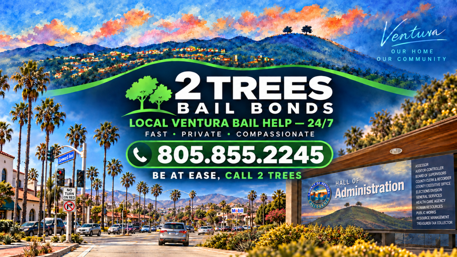 Bail bonds advertisement in Ventura